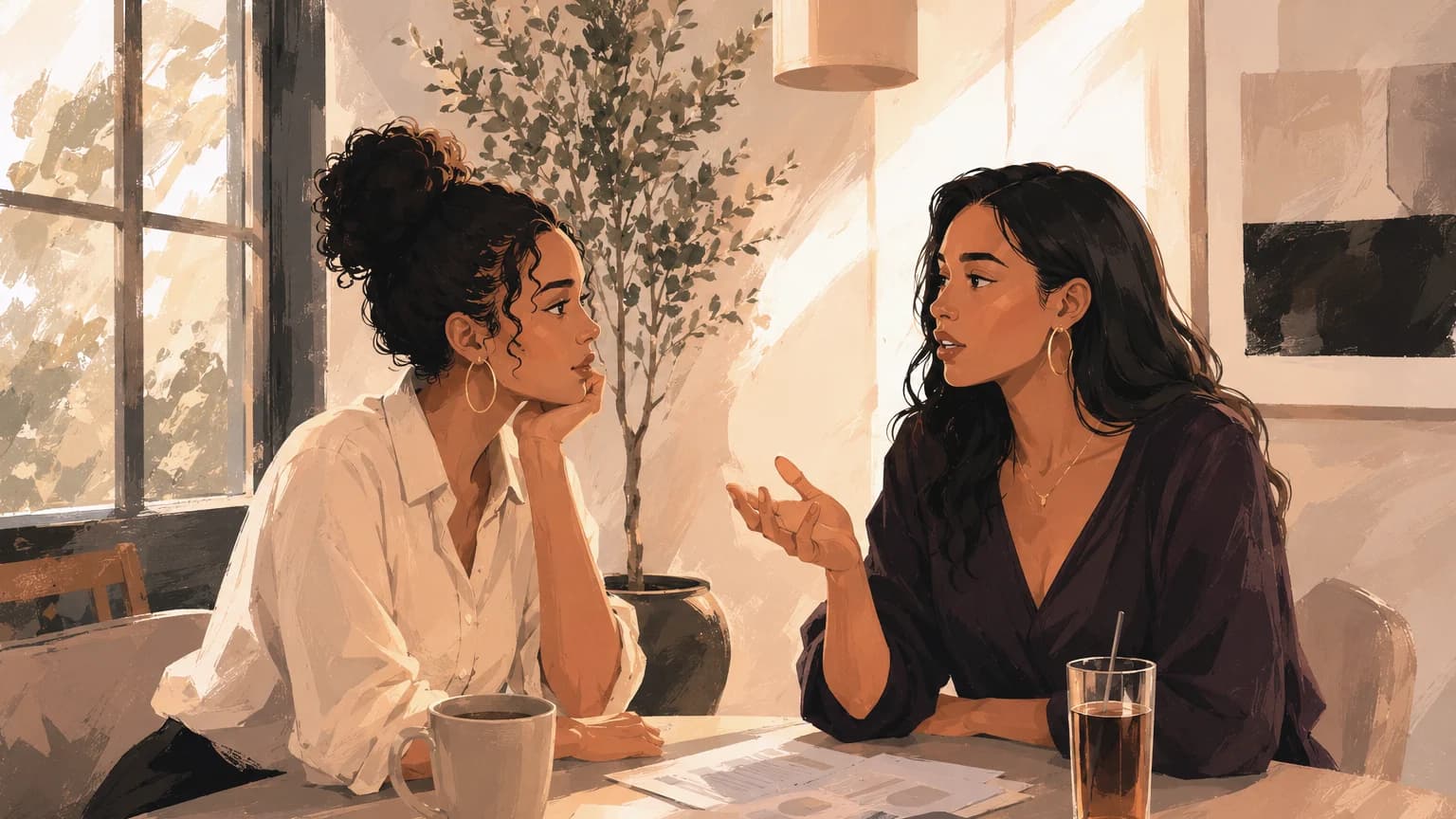 Two women in an honest conversation about money.
