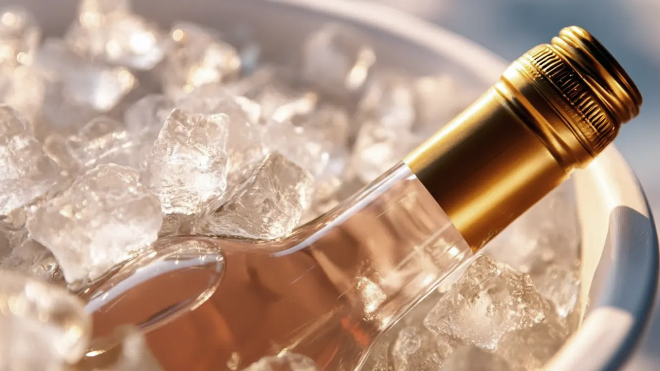 A chilled bottle of wine ready for a summer evening.