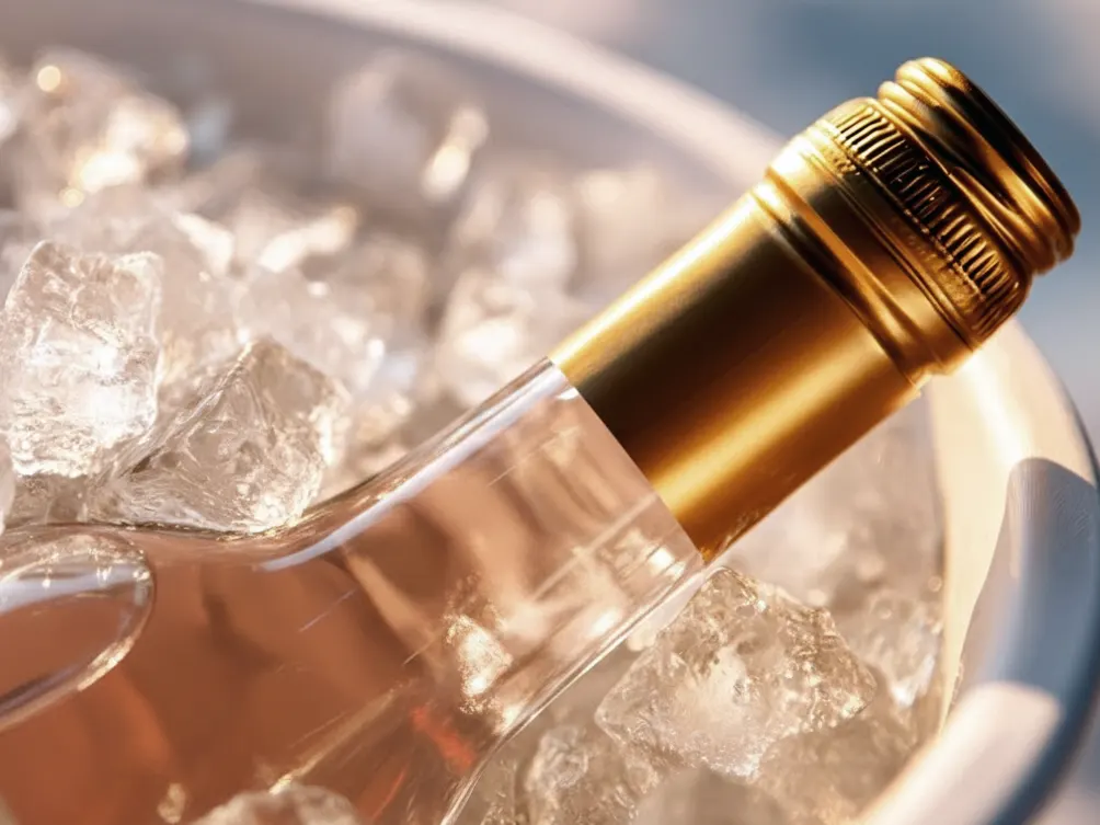 A chilled bottle of wine ready for a summer evening.